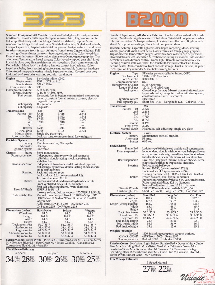 1987 Mazda Model Lineup Brochure Page 11